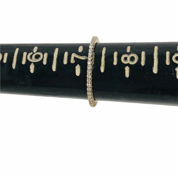 New Pave CZ Women's 7 1/4  All Around Eternity Vermeil Sterling Silver Band Ring - Picture 5 of 5